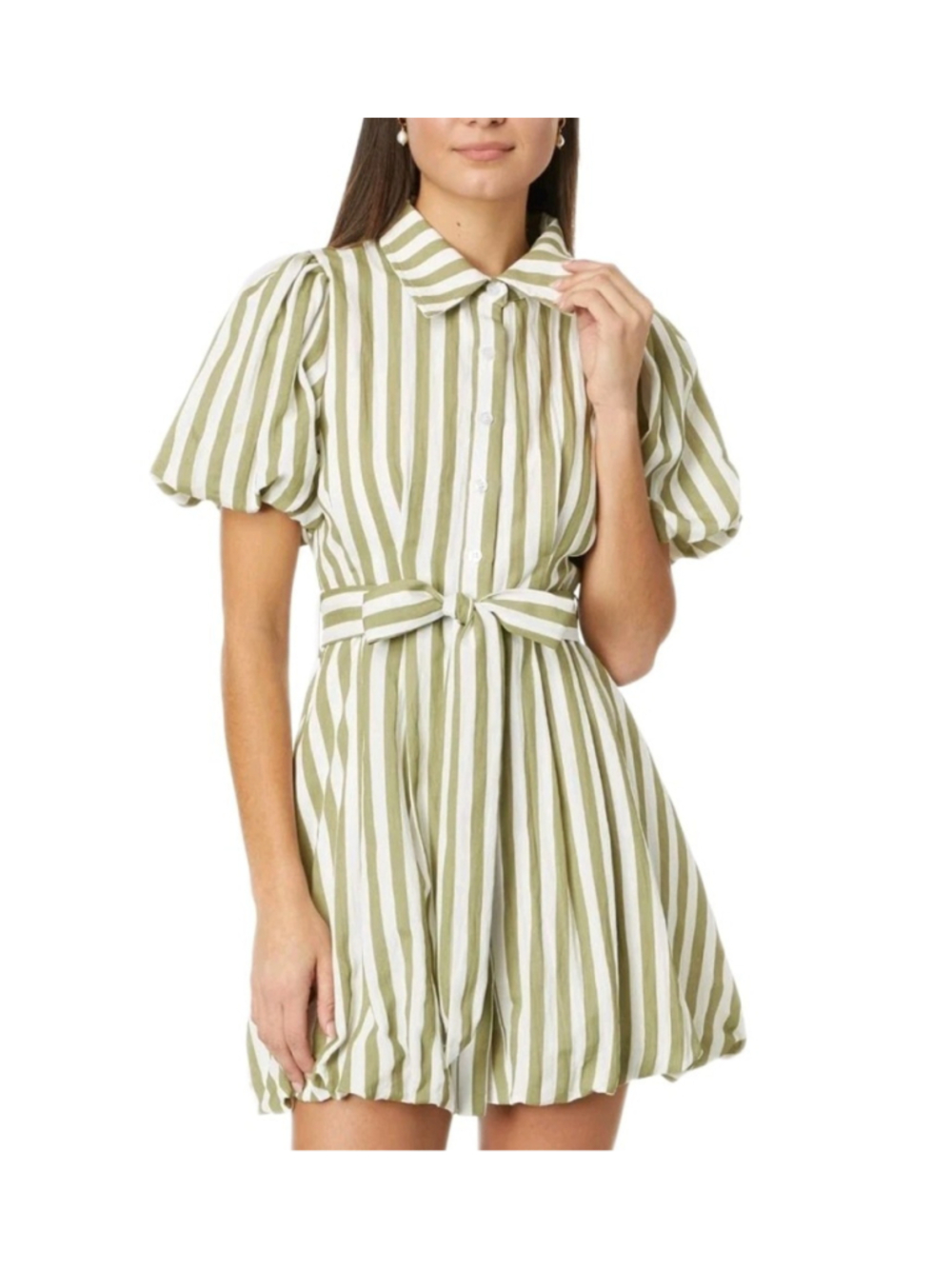 En Saison Women's Cece Mini Dress Sage Stripe